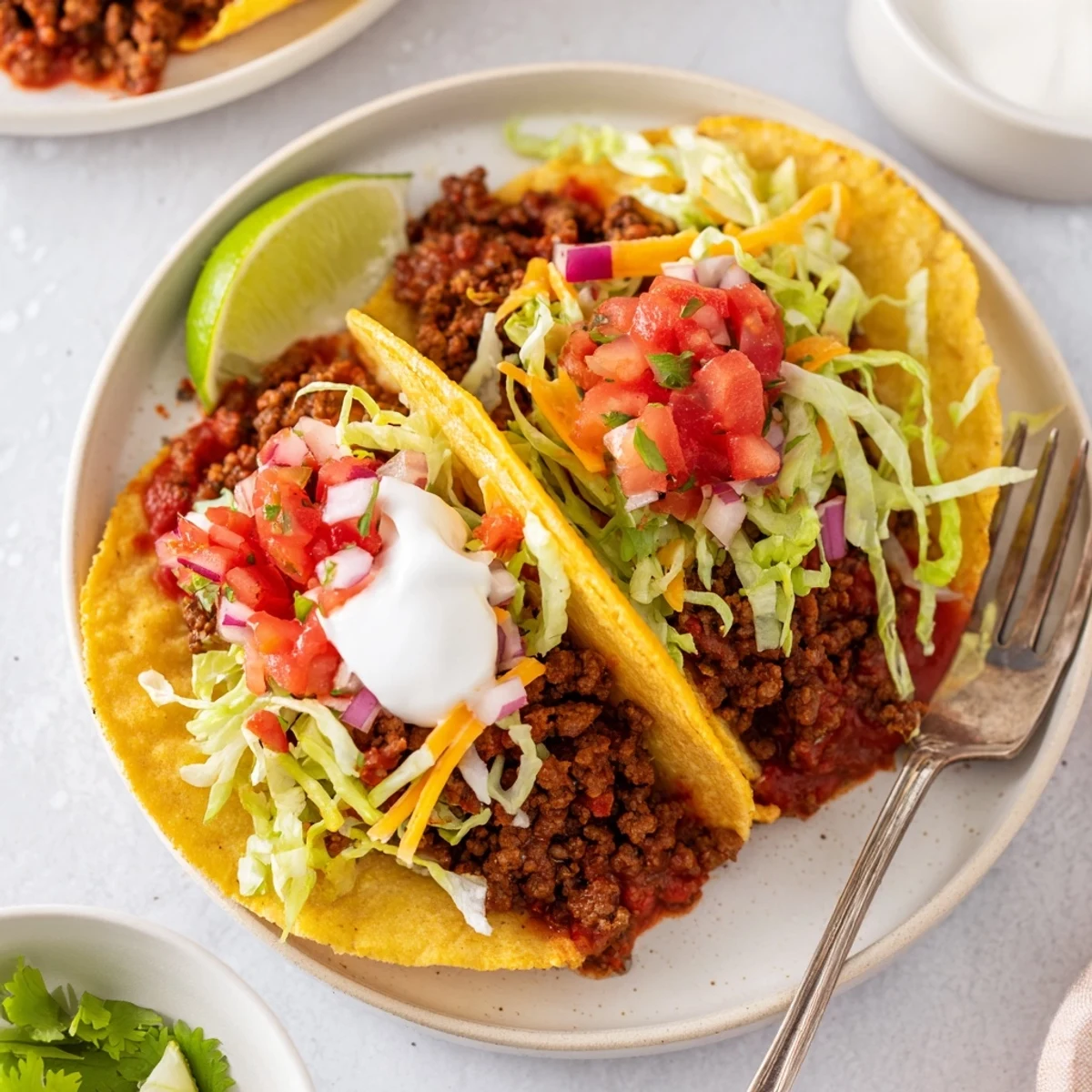 Juicy beef tacos with fresh salsa, wrapped in warm tortillas for delicious flavor.  