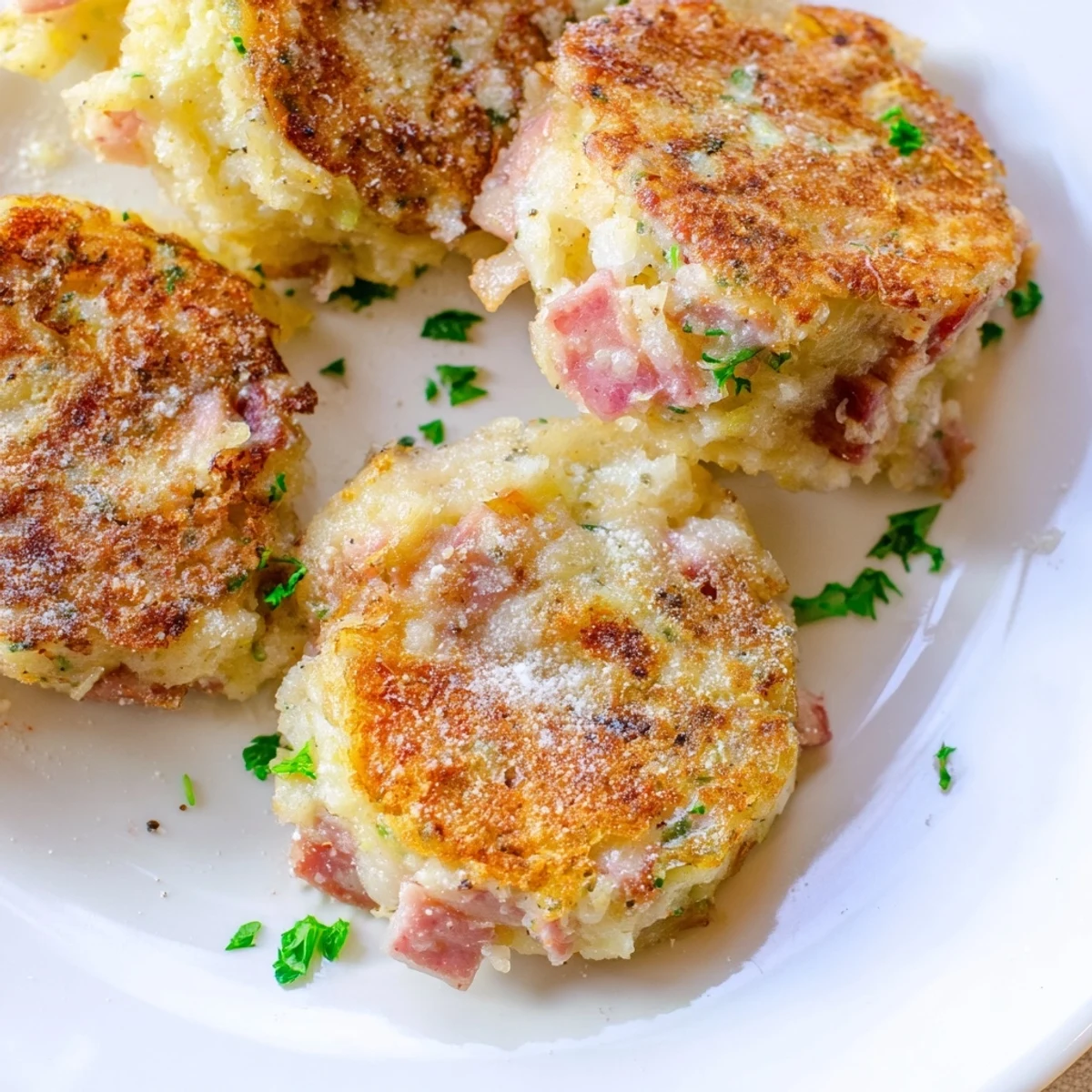 Crispy, golden-brown Depression-Era Ham & Potato Patties, a comforting, savory American classic dish.
