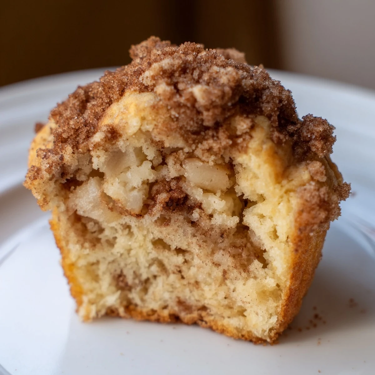 Golden brown Cinnamon Apple Muffins, fresh from the oven, ready to enjoy with a cup of coffee.