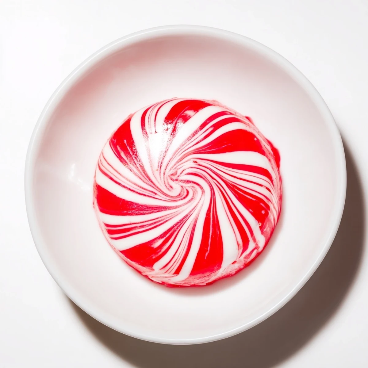Freshly-made No-Bake Peppermint Candy Bowl, ready to hold festive treats this holiday season.