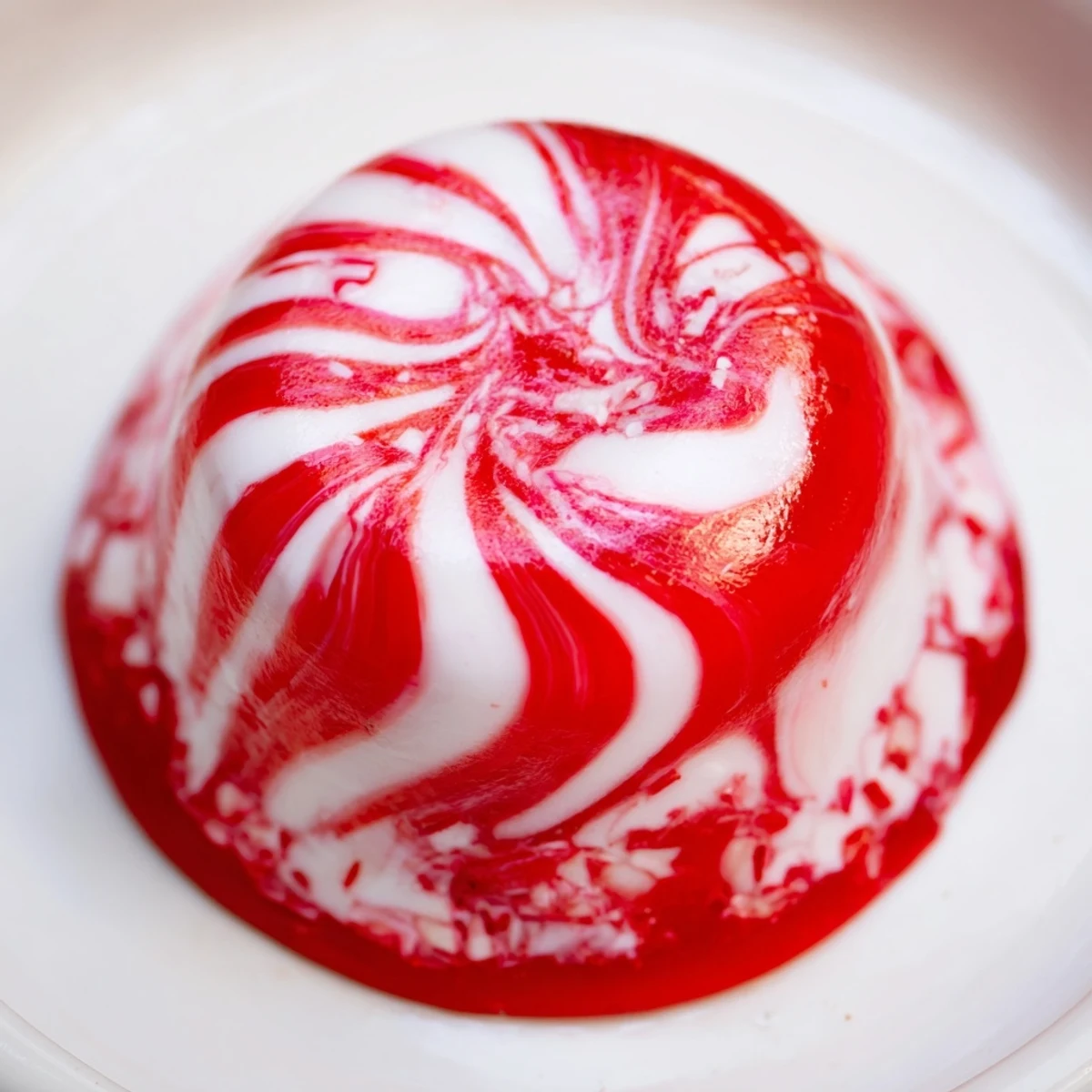 No-Bake Peppermint Candy Bowl, a stunning, festive bowl glittering with melted peppermint swirls.