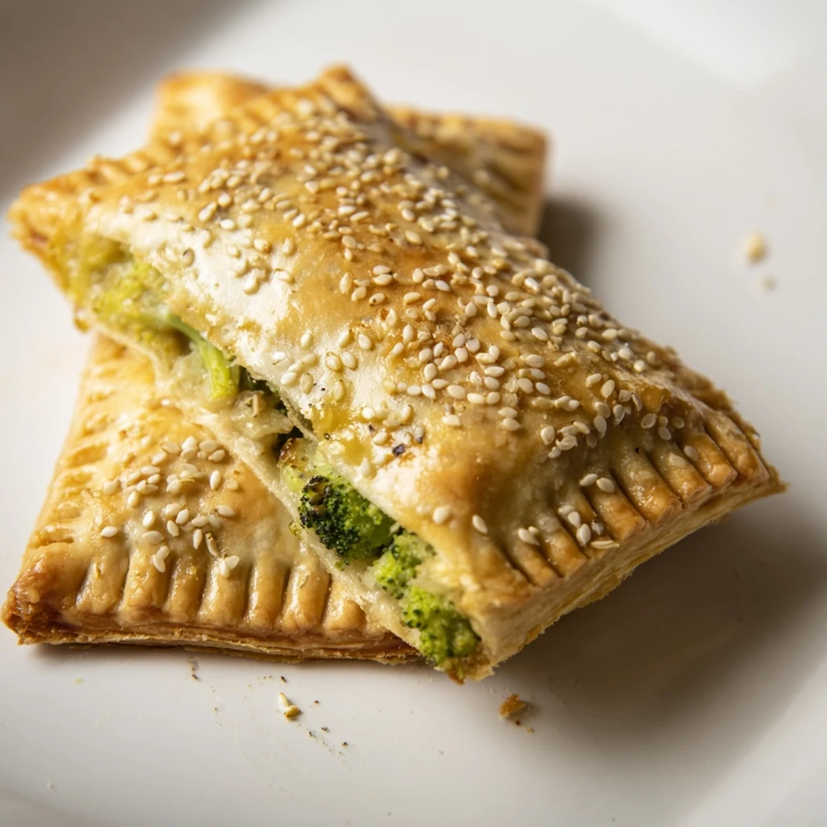 Picture these warm Broccoli Cheddar Quiche-less Hand Pies fresh from the oven, ready to eat!