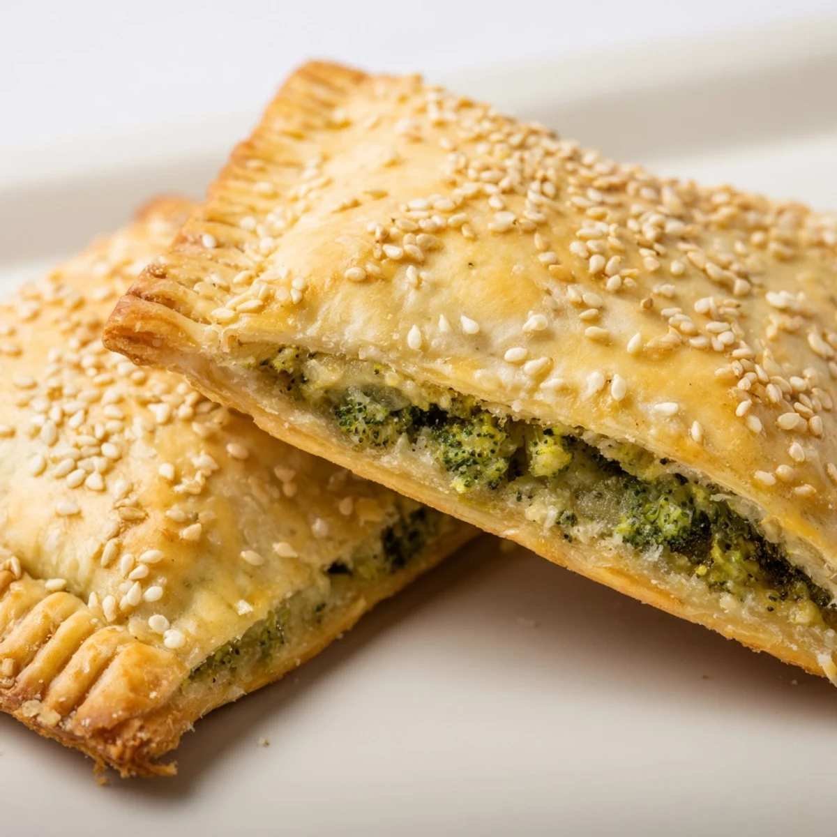 Golden and flaky Broccoli Cheddar Quiche-less Hand Pies with a creamy, cheesy broccoli filling.
