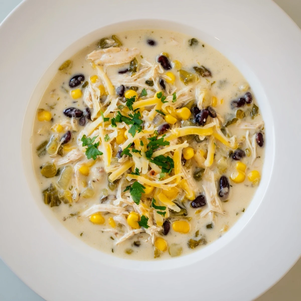 This Chicken Poblano Soup showcases tender chicken, smoky peppers, and a rich, creamy broth, perfect for a cozy meal.