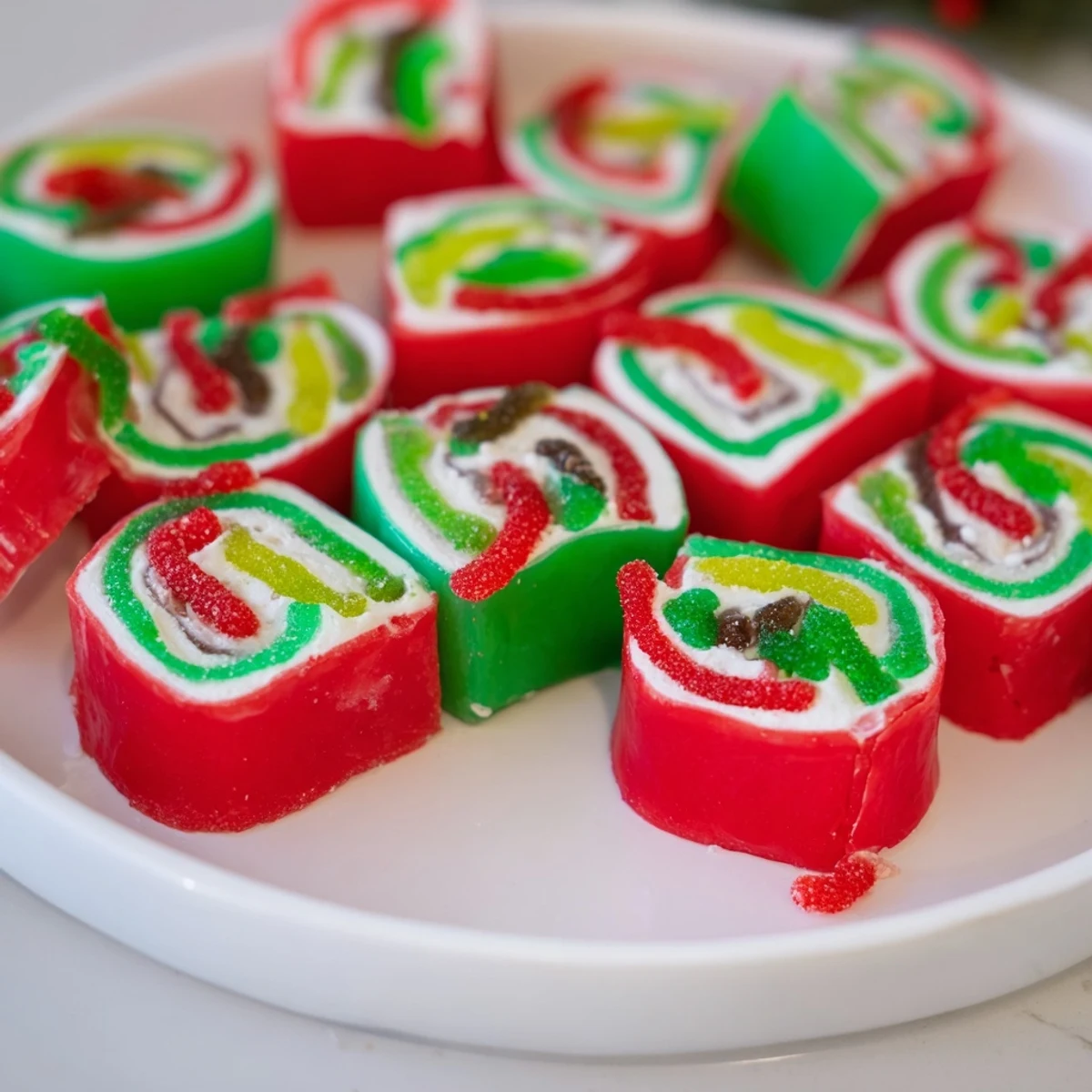 These sweet and simple Easy Christmas Fruit Rollup Sushi rolls are ready in minutes for a holiday treat.