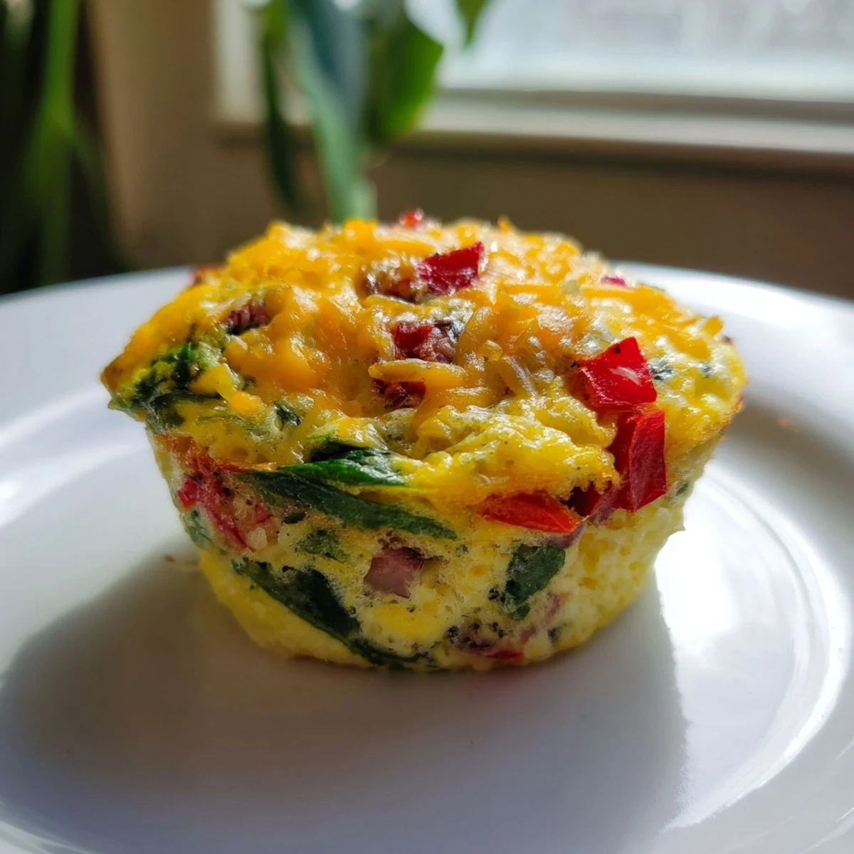 Cheesy and colorful easy Christmas Morning Egg Muffins, perfect for a grab-and-go holiday meal.