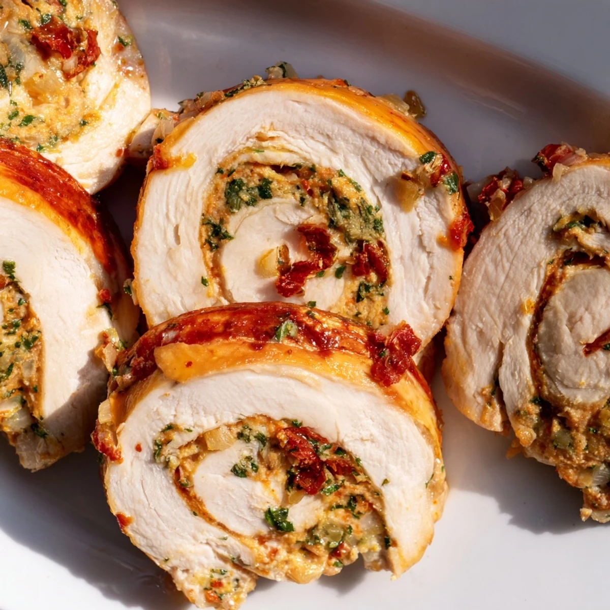 Golden-brown Marry Me Chicken and Stuffing Roulades, tender chicken and creamy sauce, perfect for dinner.