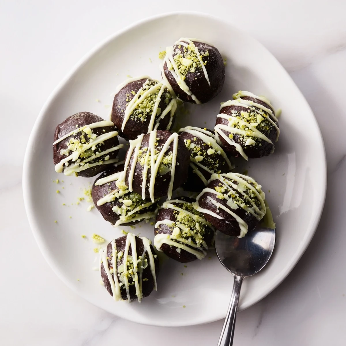 Bright green Matcha Dark Chocolate Peppermint Truffles, rolled in matcha, are a perfect holiday dessert.