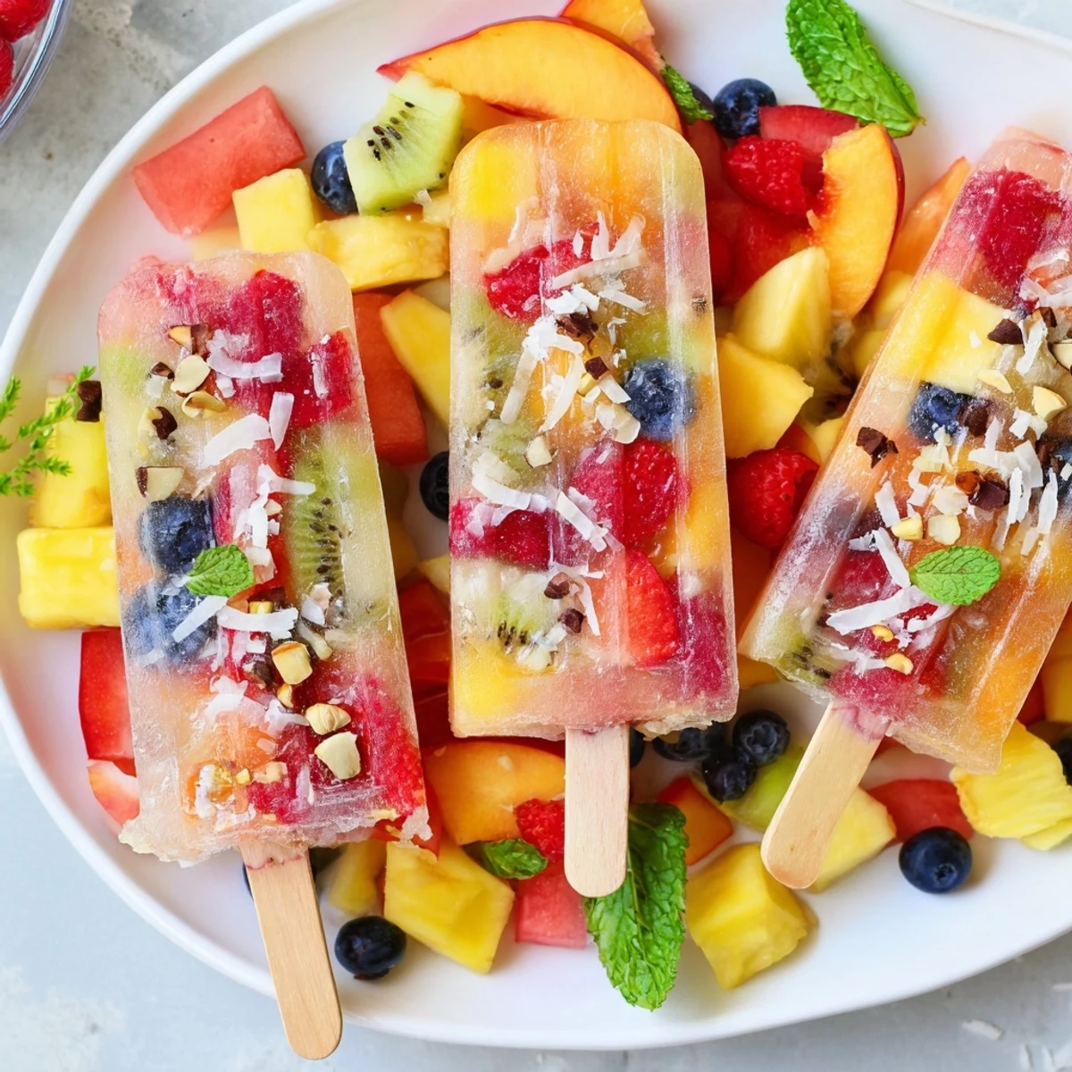 Vibrant Summer Popsicle Board overflowing with colorful popsicles, fruits, and tasty toppings, perfect for summer.