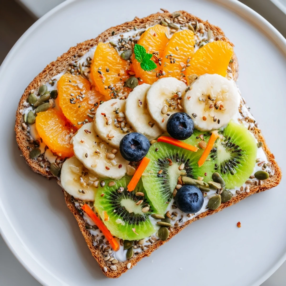 These stunning Morning Sun Breakfast Toast Designs feature arranged fruits creating a sunny, uplifting breakfast experience.