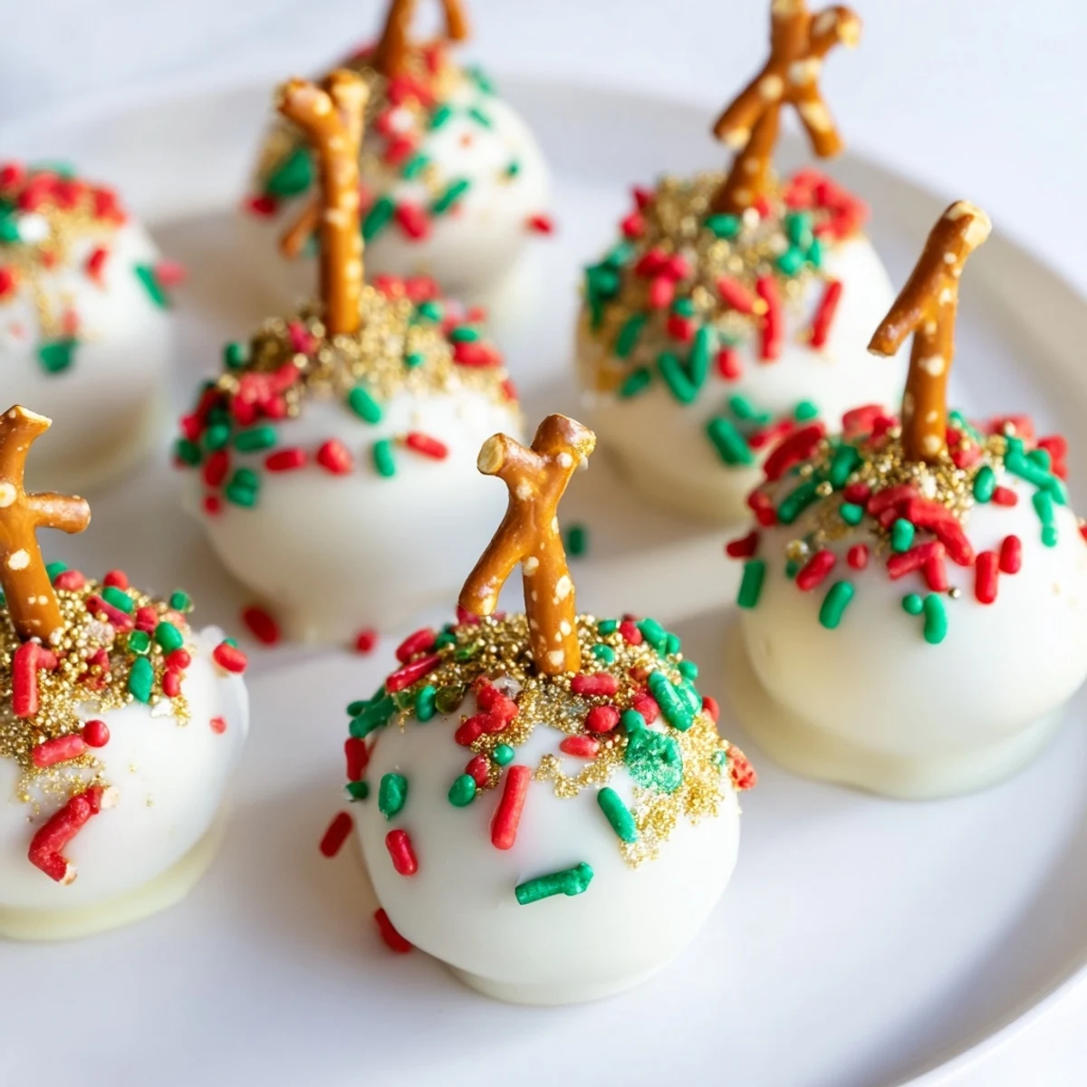 Holiday Ornament Candy Balls glistening with sprinkles, showcasing a festive dessert treat that's easy to make.