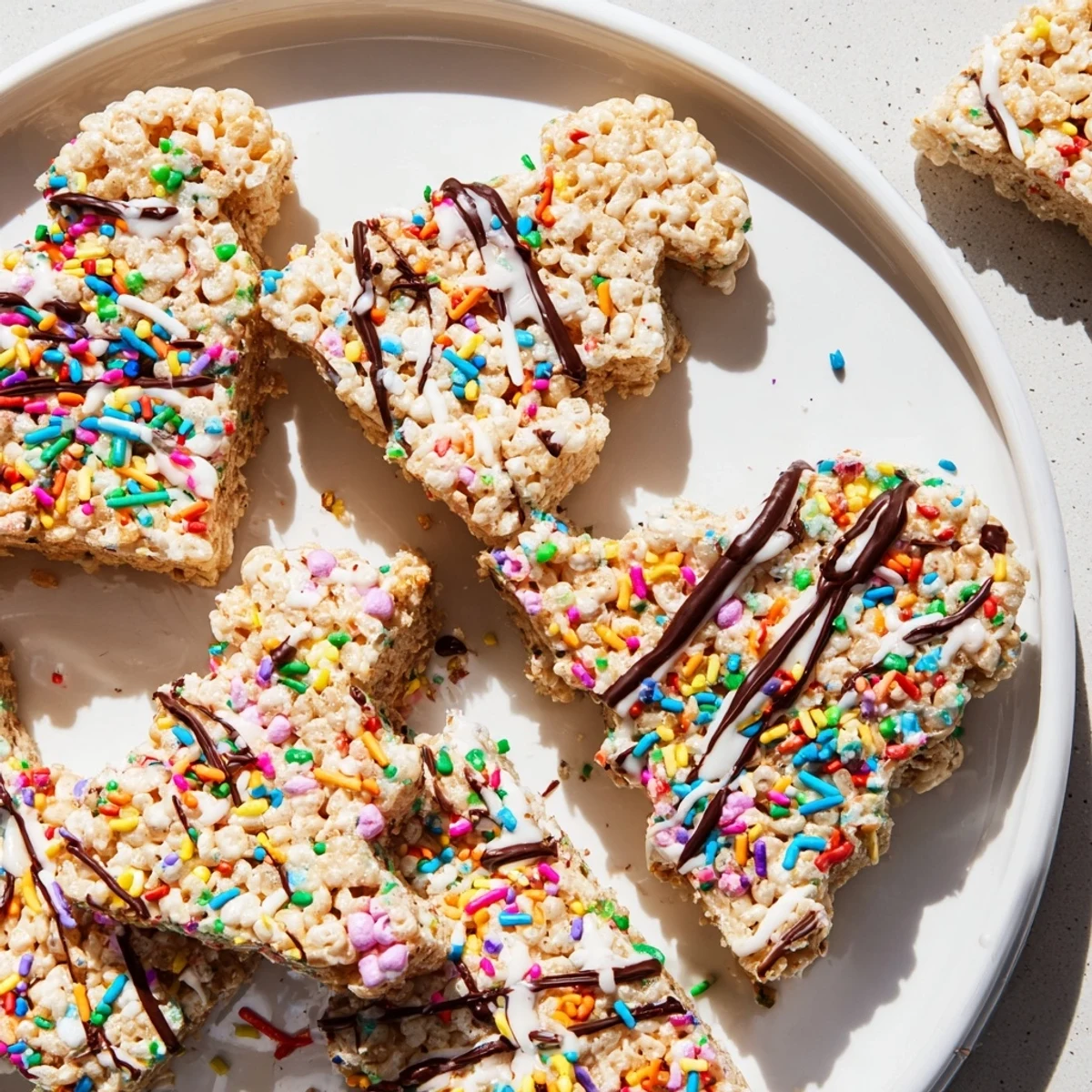 Sweet and delicious, heart-shaped Rice Krispies Treats presented on a white plate, perfect for sharing.