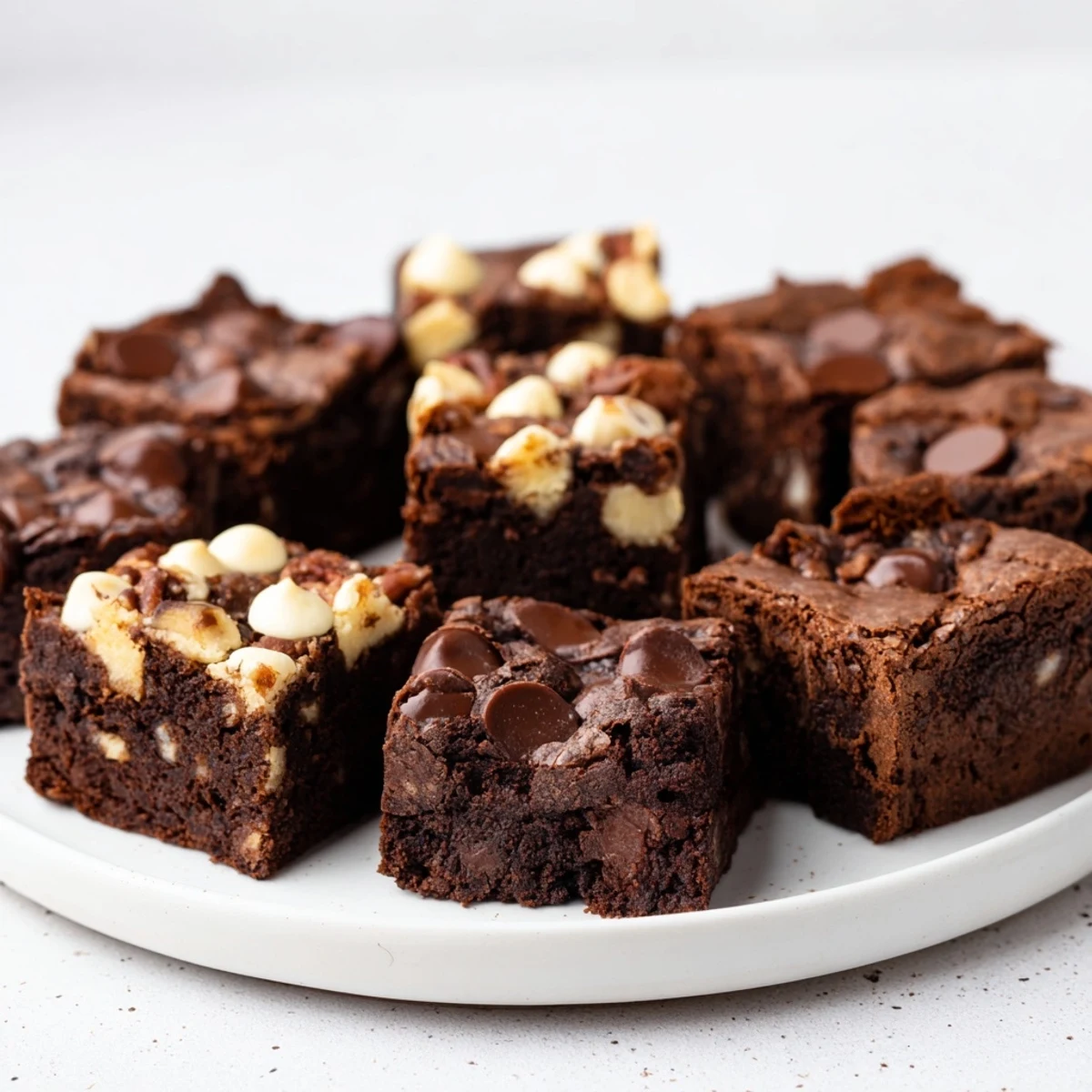 A close-up of a Dessert Platter: Brownie and Blondie Squares mix, ready to eat.