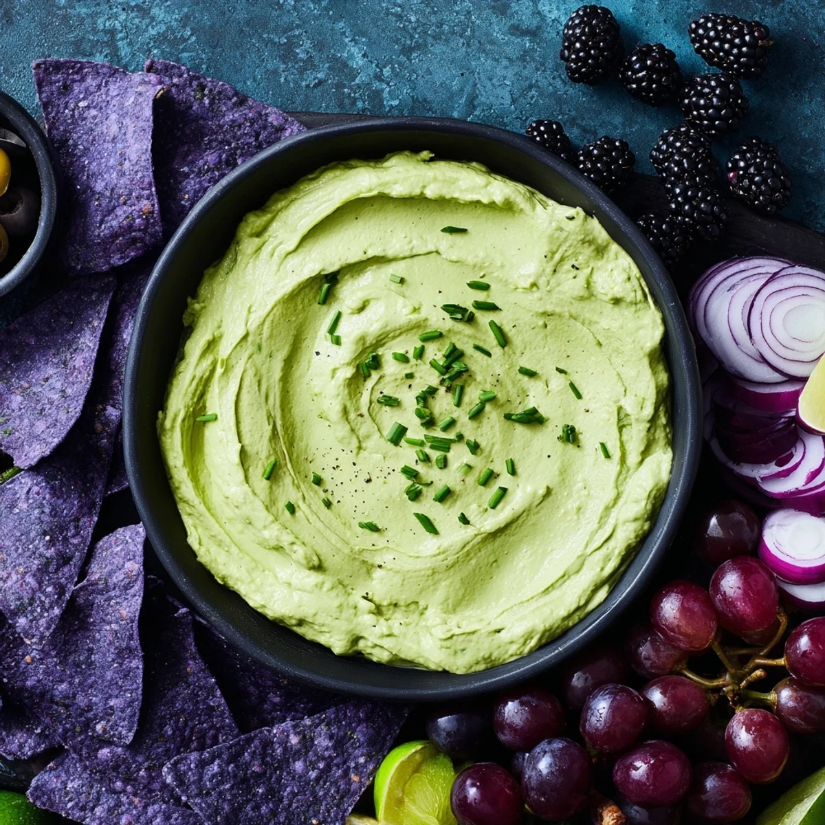 Delicious Witch's Brew Cauldron dip, a spooky Halloween appetizer with fresh herbs on top.