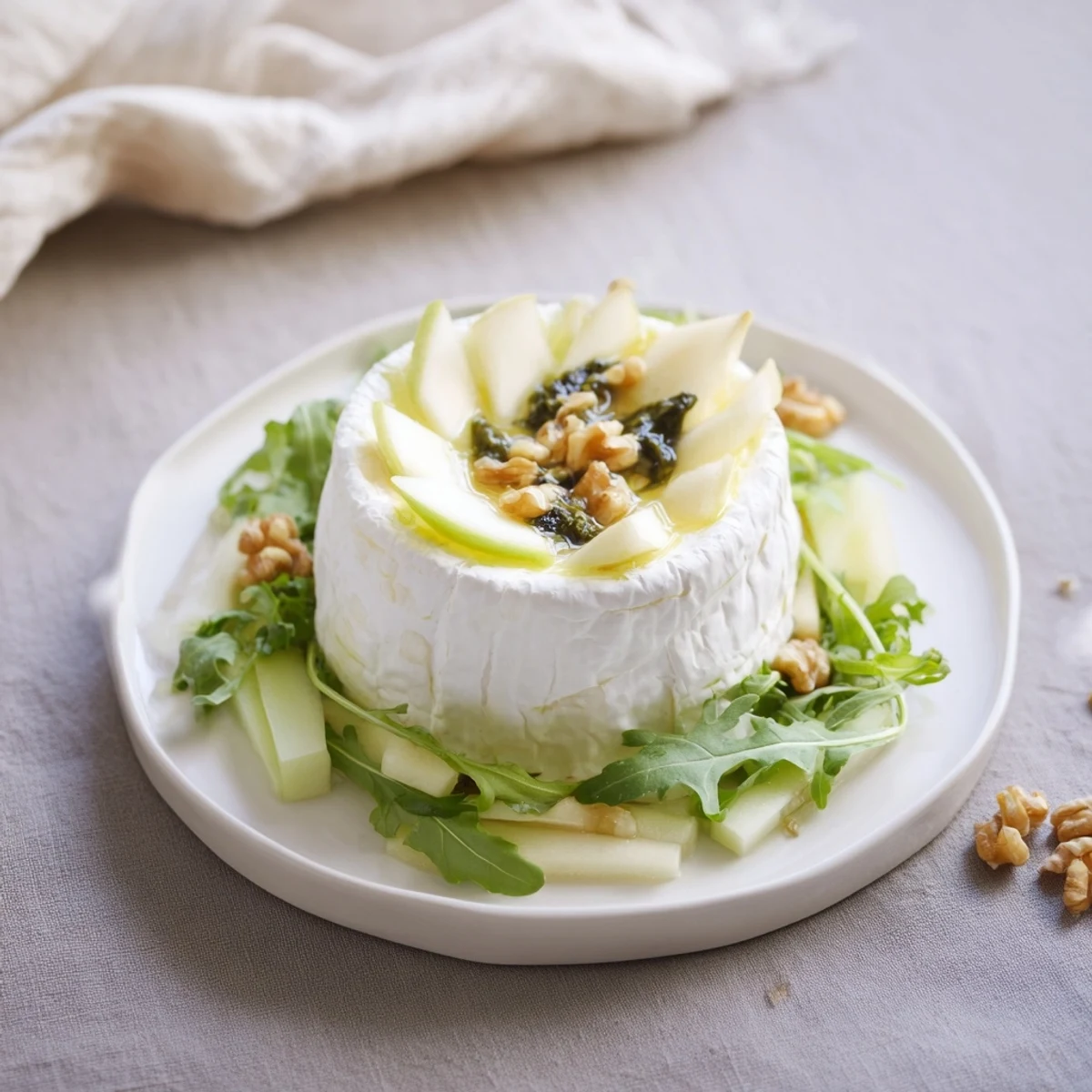 Vibrant Zenith Point salad with creamy cheese wheel centerpiece, ideal for a vegetarian gathering.