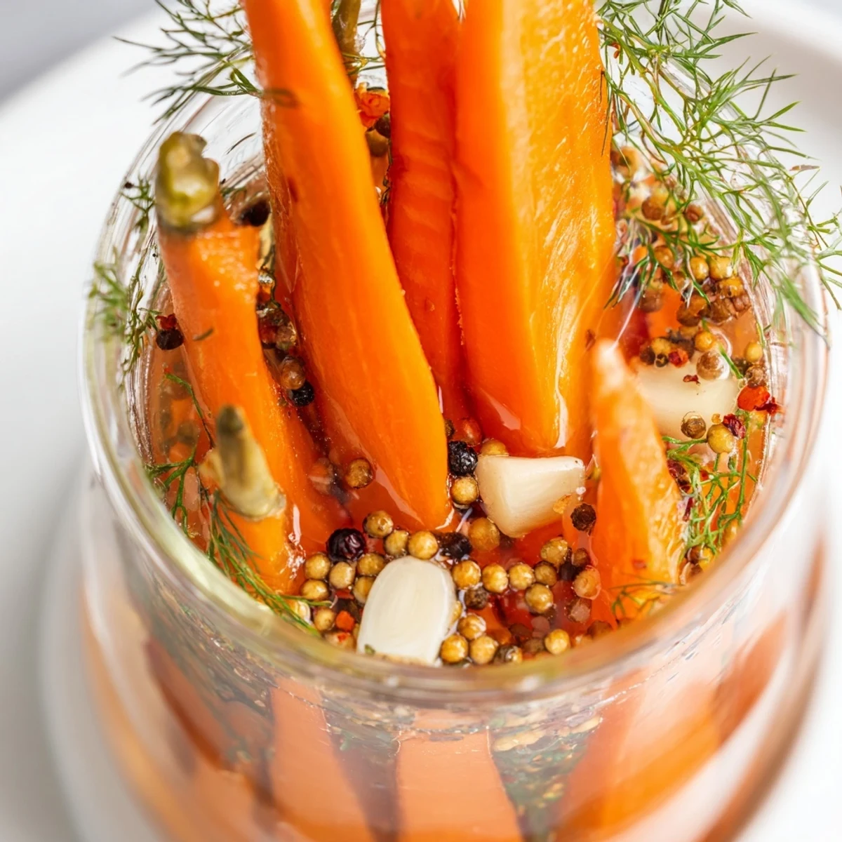A close-up of Quick Pickled Carrot Spears: vibrant, crunchy, and ready to be enjoyed as a side.