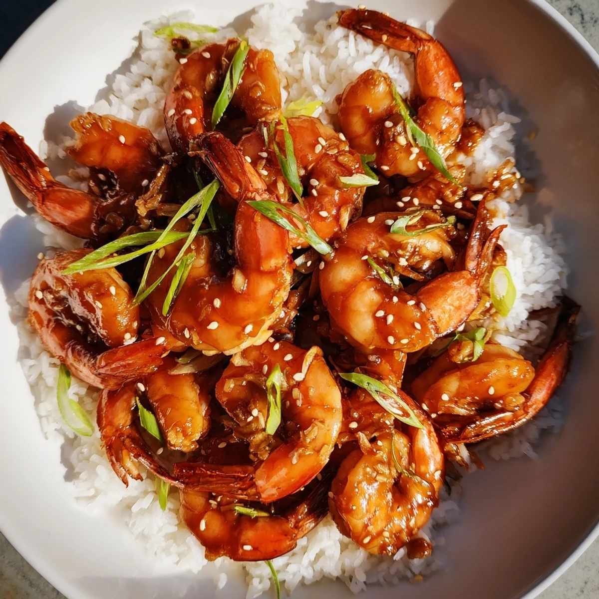 Savory glazed honey garlic shrimp, perfectly cooked, a quick and delicious weeknight dinner option.