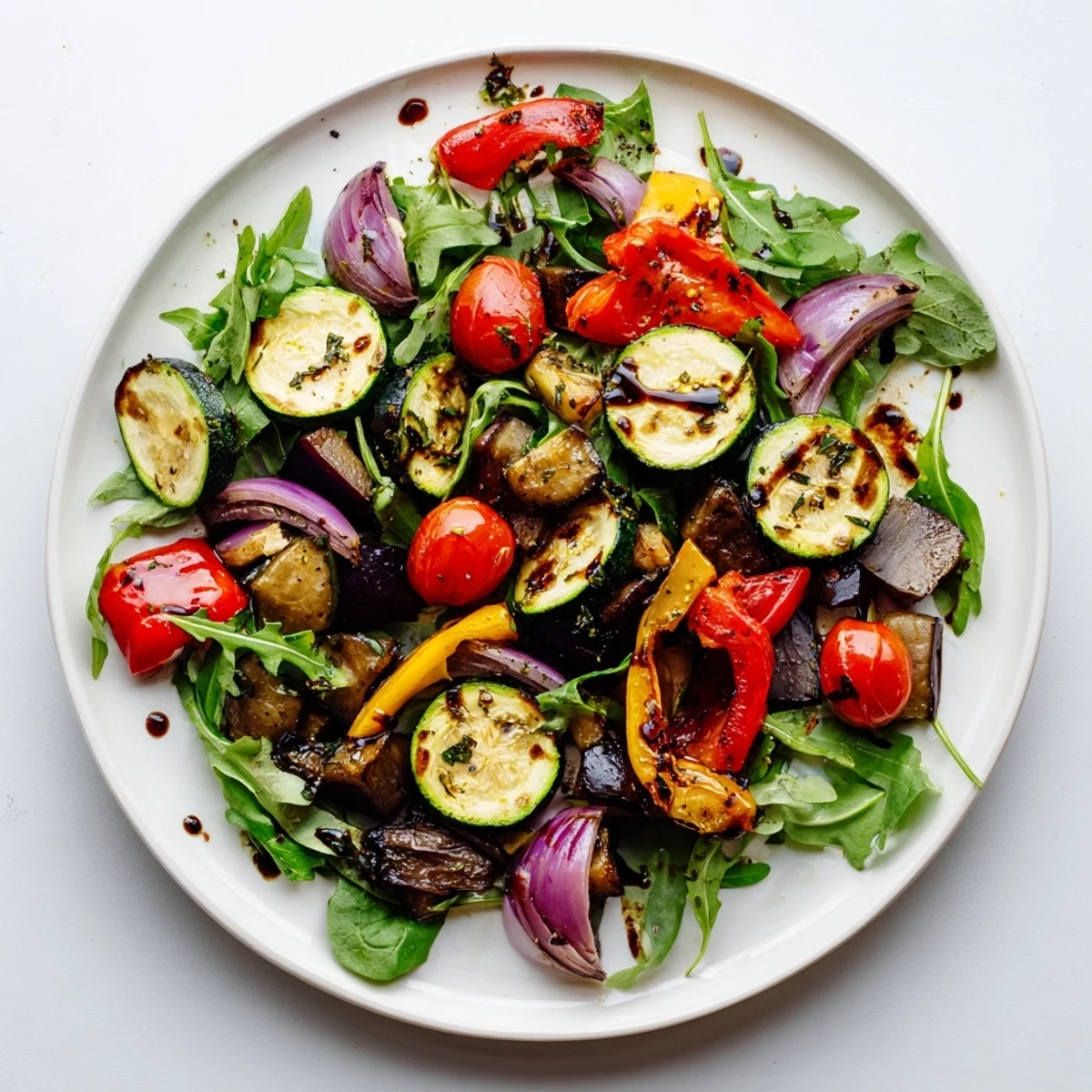 A close-up view shows a delicious Roasted Vegetable Salad, perfect for a fresh summer meal idea.