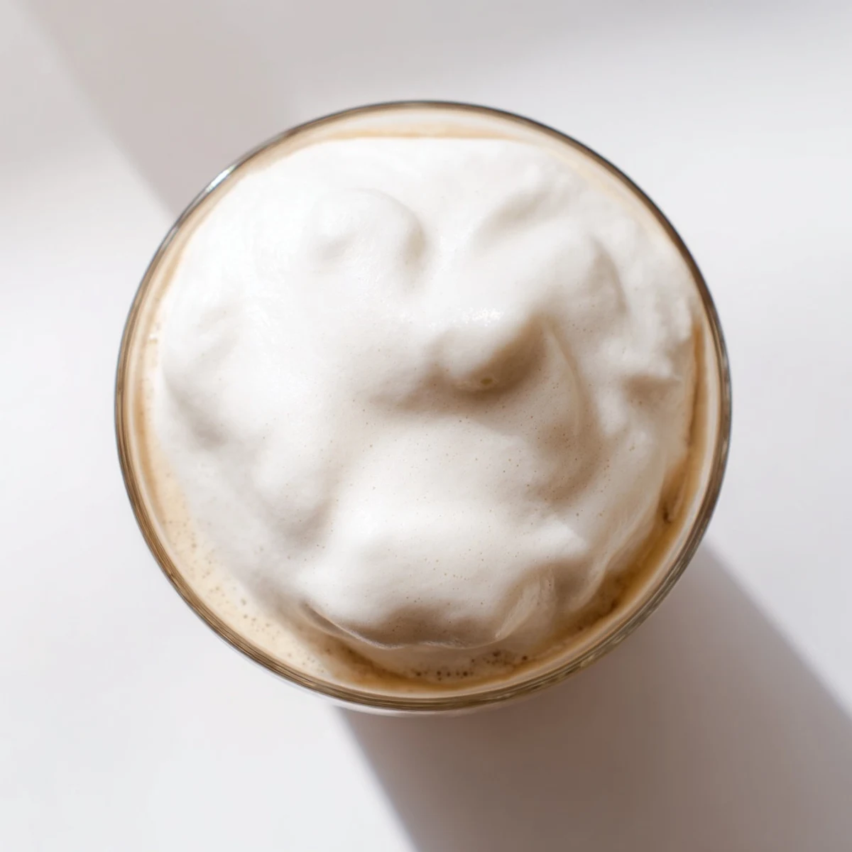 Homemade Starbucks Cold Foam recipe, light and airy, layered beautifully on an iced latte, looks so delicious!