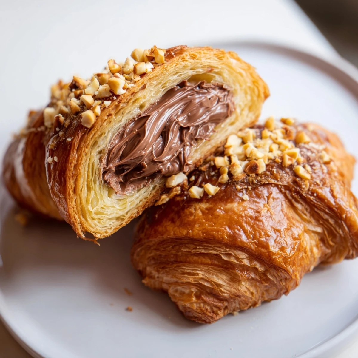 Melted Nutella oozes from these easy 3-Ingredient Nutella Croissants, a delicious, quick dessert choice.