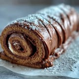 Fragrant Japanese hojicha roll cake, delicately rolled with airy cream and vibrant tropical fruit accents.  