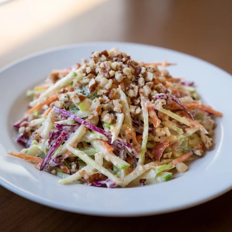 Crisp Crunchy Apple & Walnut Slaw with Blue Cheese presents a refreshing salad with bright colors and textures.