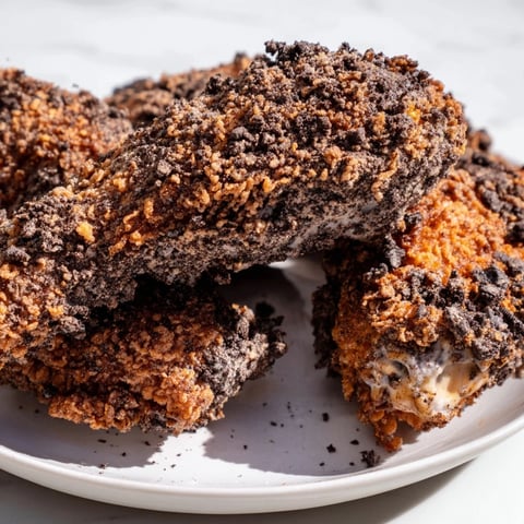 Golden and crispy, these homemade KFC Oreo Krusher-inspired fried chicken tenders look irresistibly delicious and flavorful.