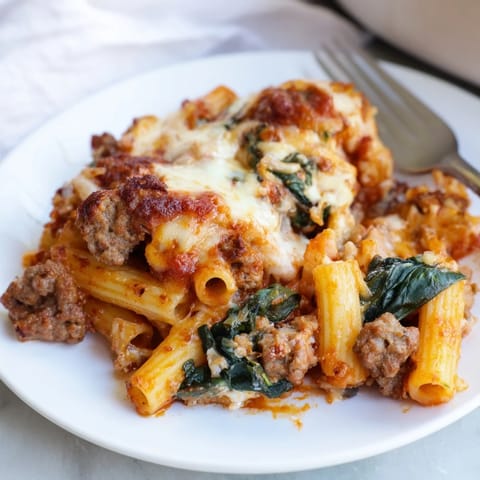 Baked Ziti with Sausage Spinach