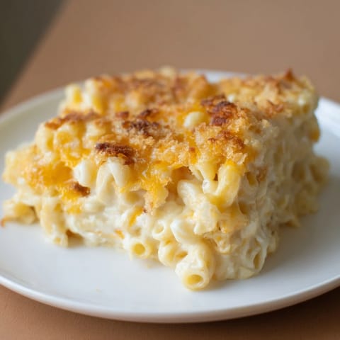 Creamy and cheesy Mac & Cheese with Evaporated Milk, bubbling from the oven, a perfect comfort food.