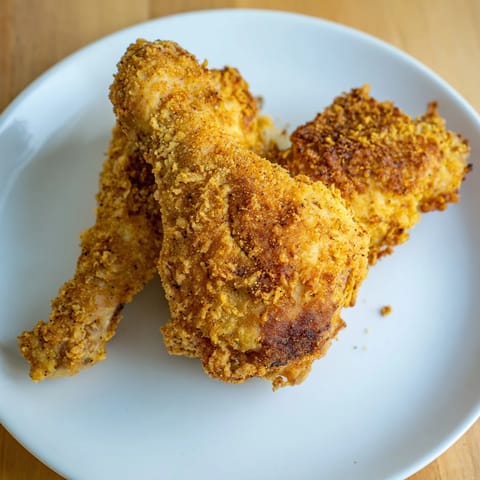 Golden-brown KFC crispy chicken shows a delicious, flavorful, and crunchy homemade creation.