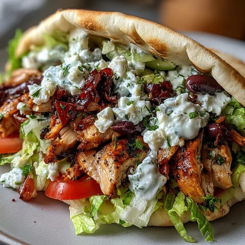 Mediterranean Chicken Gyros with Feta Tzatziki