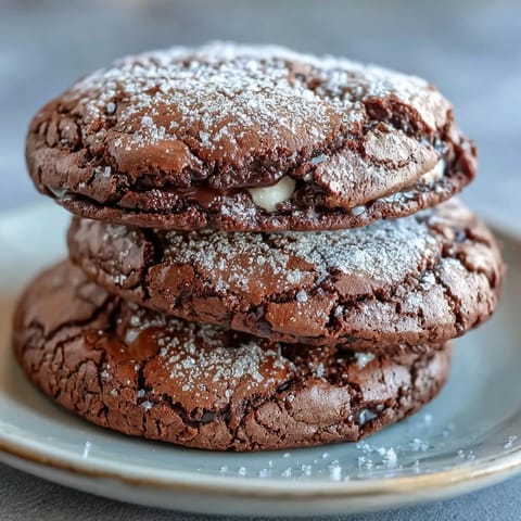 A batch of soft hojicha brownie cookies with white chocolate chunks, fresh from the oven.  
