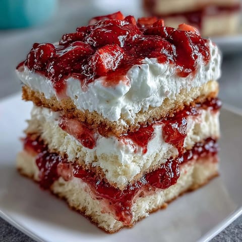 A beautiful Mothers Day strawberry shortcake trifle with fluffy shortcake layers, fresh strawberries, and creamy whipped topping.
