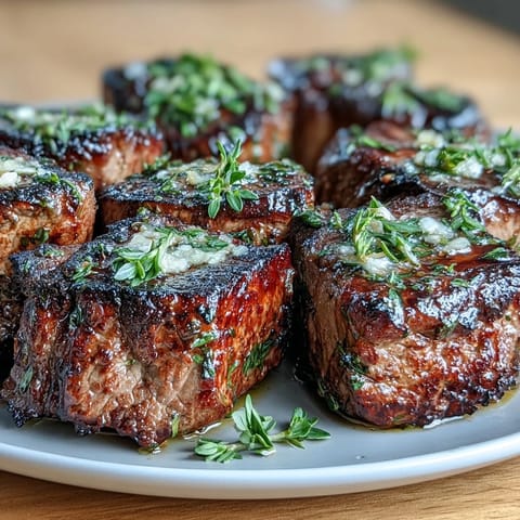 Perfectly seared sirloin cubes tossed in garlic butter for a quick and flavorful dinner.  