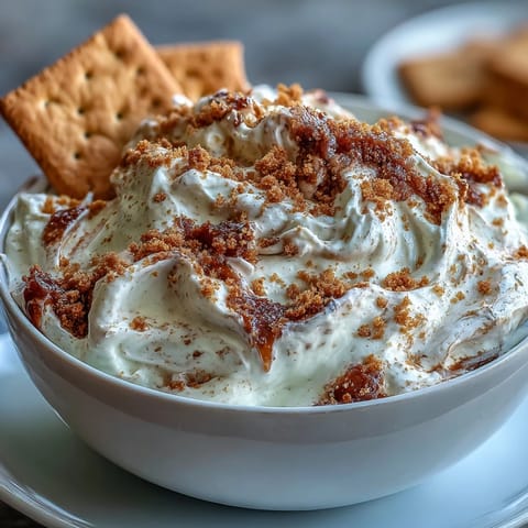 Creamy, dreamy cheesecake dip with graham crackers for the ultimate no-bake dessert treat.  