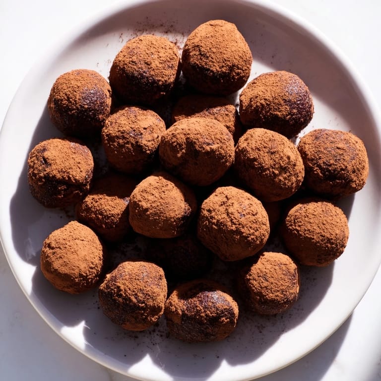 Homemade Date & Walnut Truffles recipe, perfect for gifting, looks fudgy and irresistible on a plate.