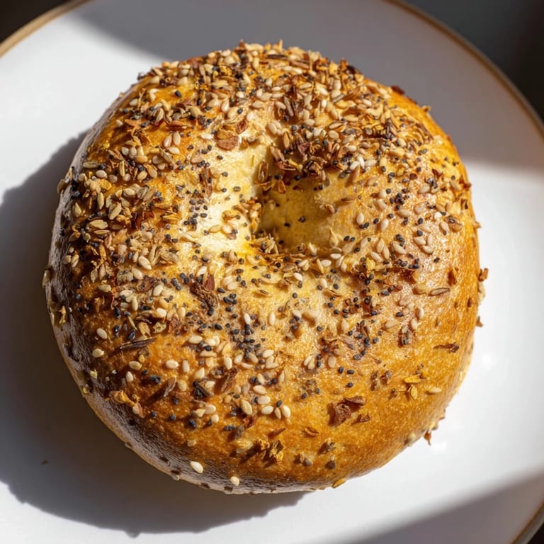 Freshly baked homemade budget bagels, offering a soft, chewy interior with perfectly toasted exteriors.