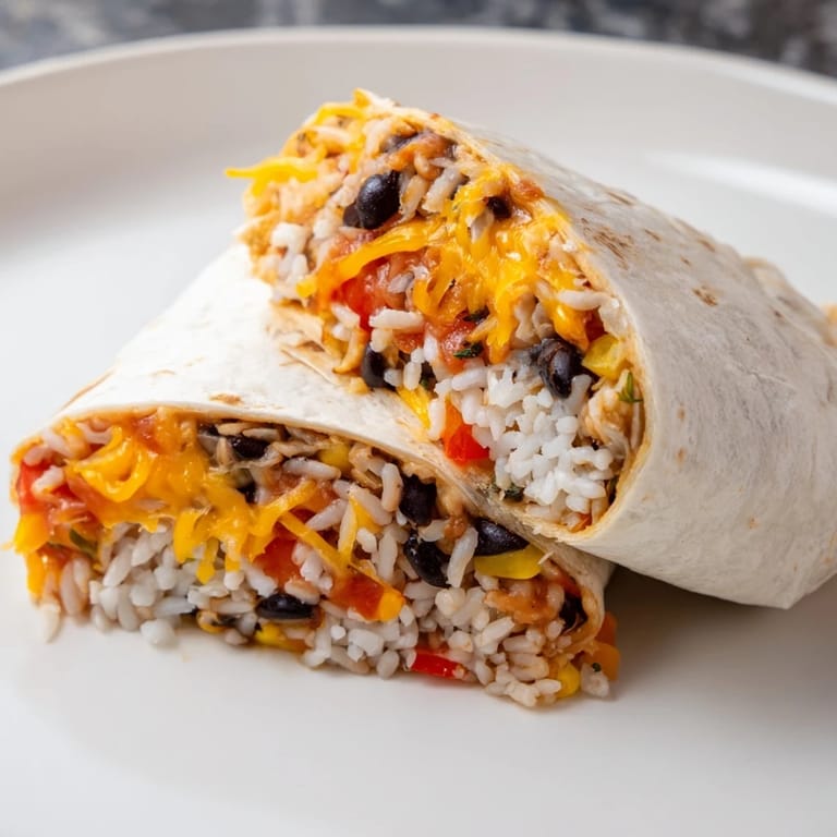 Warm, cheesy Freezer-Friendly Burritos, bursting with flavorful beans and veggies.