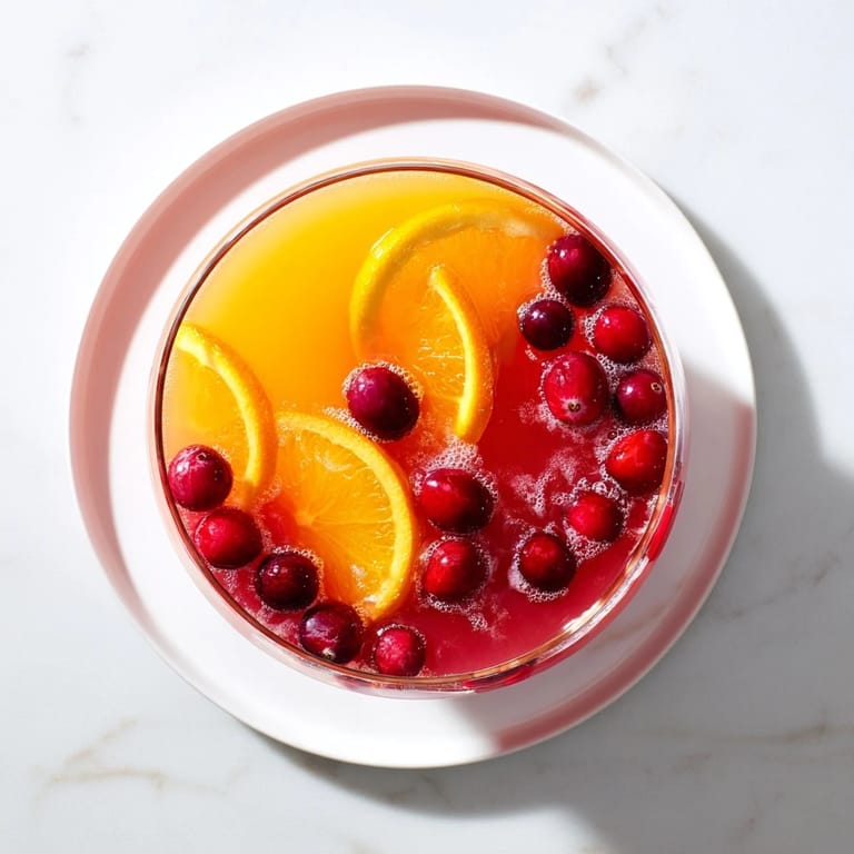 Chilled glasses filled with sparkling 3-Ingredient Holiday Punch, a simple festive drink recipe.