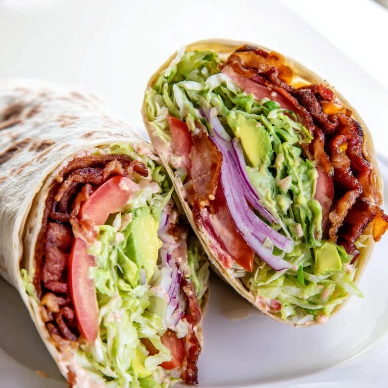 Crispy bacon and vibrant veggies in delicious Zesty BLT Wraps with Chipotle Mayo for a tasty lunch.