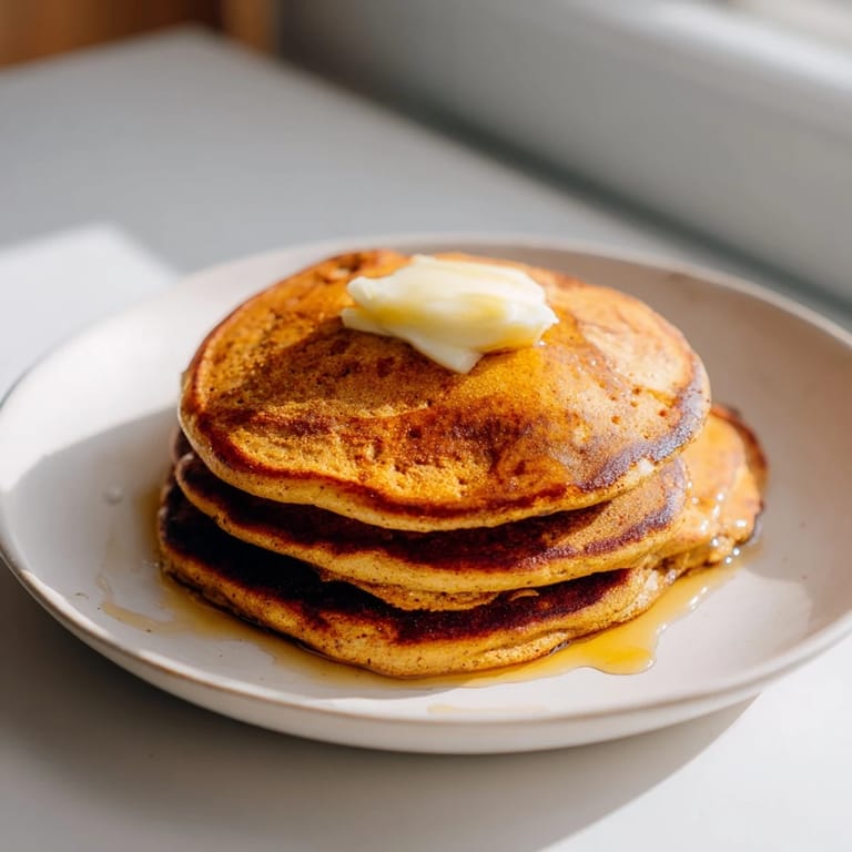 Freshly cooked, steaming Gingerbread Pancakes with a hint of cinnamon and ginger spice for brunch.