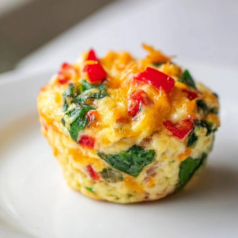 Freshly baked easy Christmas Morning Egg Muffins with vibrant veggies, perfect for a vegetarian brunch.