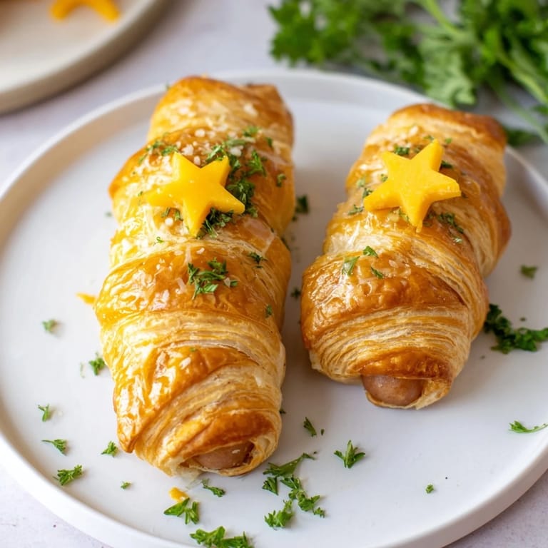A festive Express Pigs in Blanket Christmas Tree, showing perfectly puffed pastry around savory sausages.