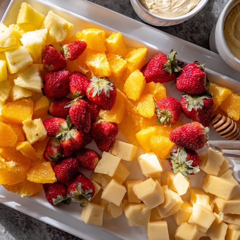 A close-up of a delightful Sunshine Snack Tray: a healthy, vibrant platter ready to be enjoyed.