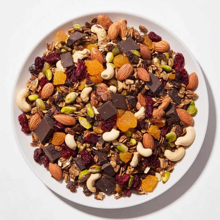 Colorful and crunchy Mountain High Adventure Snack Mix in a bowl, ready for a hikers' grab-and-go snack.