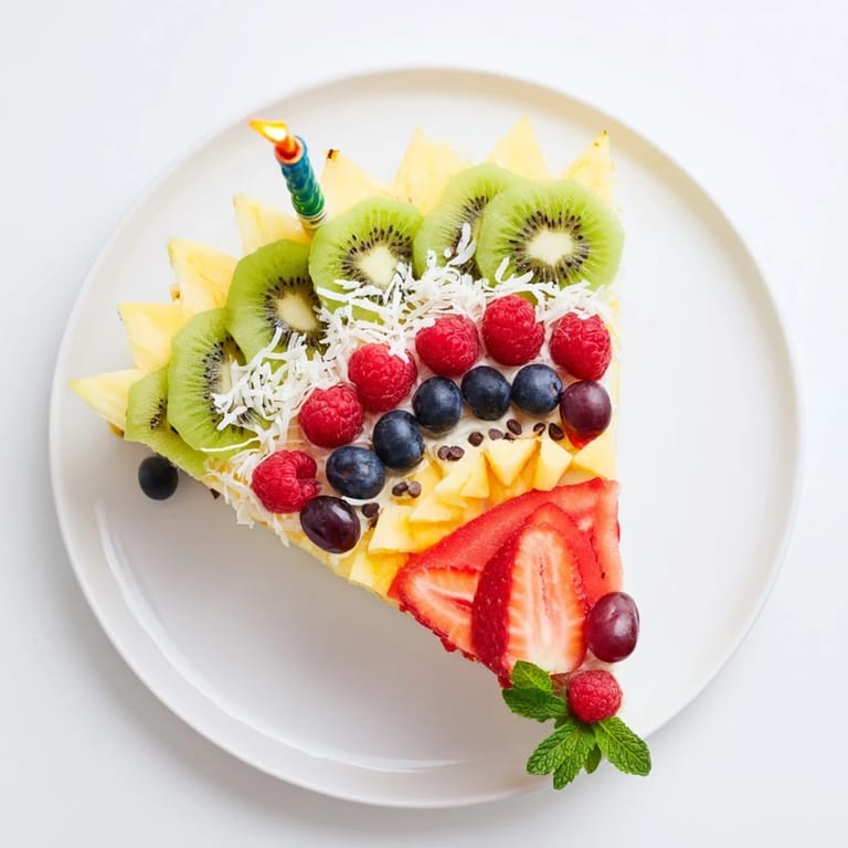 Fresh fruit arrangement: a beautiful birthday board of colorful strawberries, blueberries, and kiwi slices.