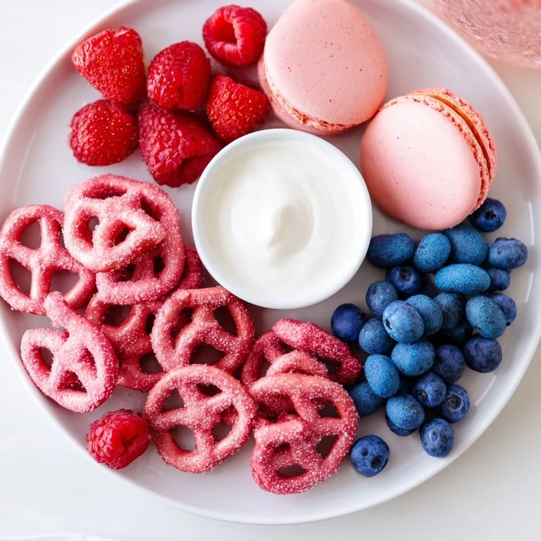 A festive Baby Reveal snack board full of berries, dips, and treats perfect for sharing.