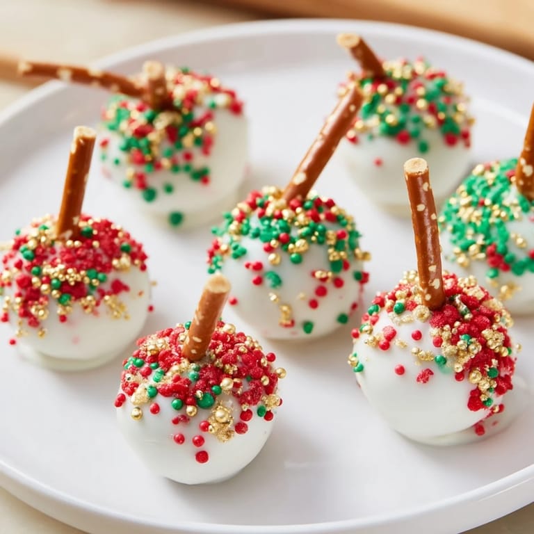 Vivid close-up of Holiday Ornament Candy Balls, arranged on parchment, ready for a Christmas party display.