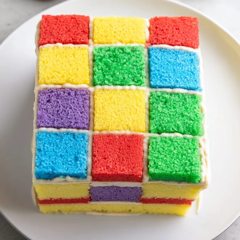 Imagine the textures: a moist bite of the Cozy Quilt Patchwork Cake, a visually stunning dessert.