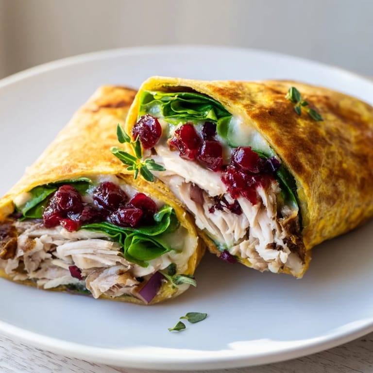 Get cozy with this warm, melty Chicken and Brie Holiday Wrap, perfect for a festive lunch.
